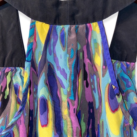 TRINA TURK Peacock Print Silk Racerback Tank - Picture 6 of 9